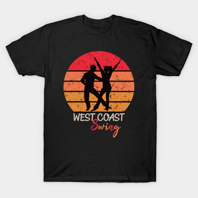 west coast swing wcs sunset design T-Shirt by echopark12